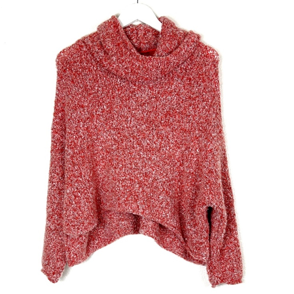 Free People BFF cropped slouchy open knit orange sweater